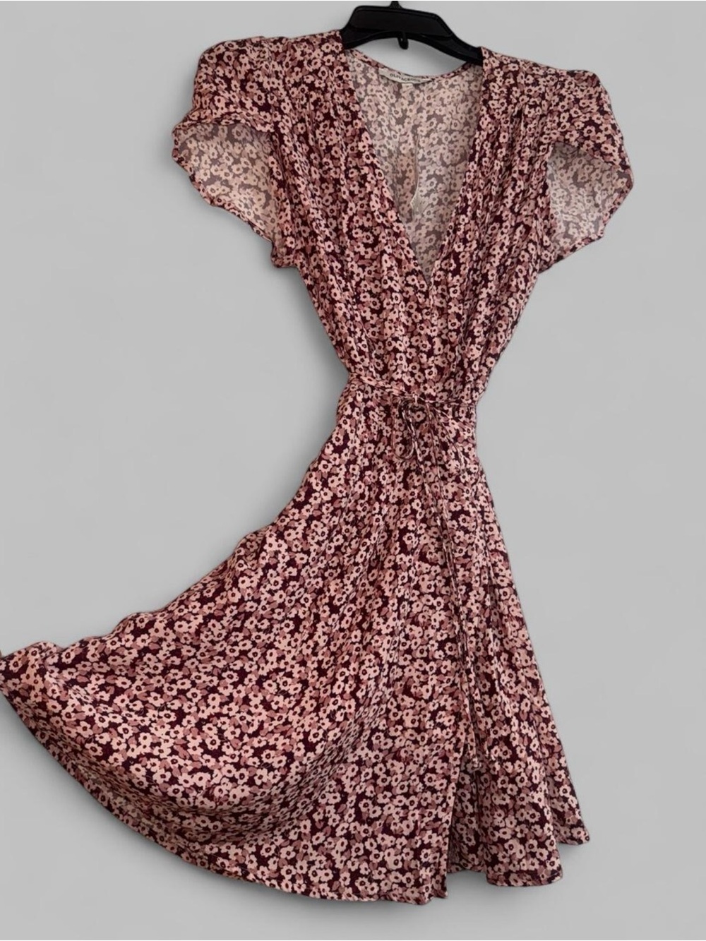 NEW Size S Floral Wrap Dress in Dusty Rose